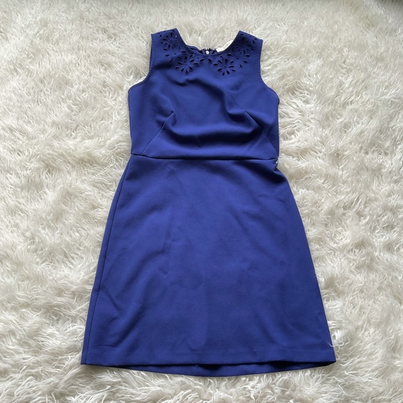 LOFT Dresses & Skirts - Loft Laser Cut Floral Sheath Dress in Blue